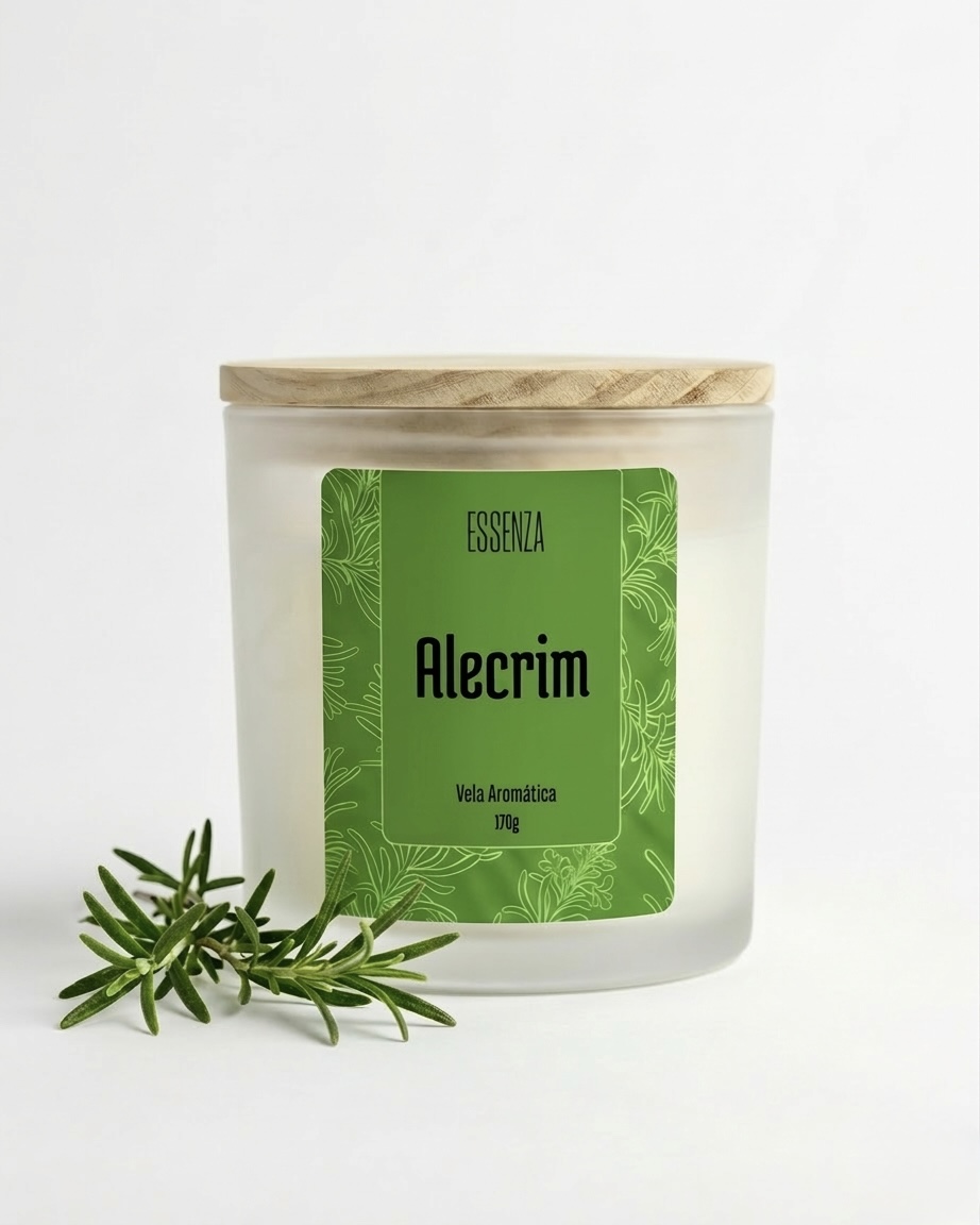 Vela Aromática Alecrim 170g - Aroma Fresco e Estimulante para Concentração