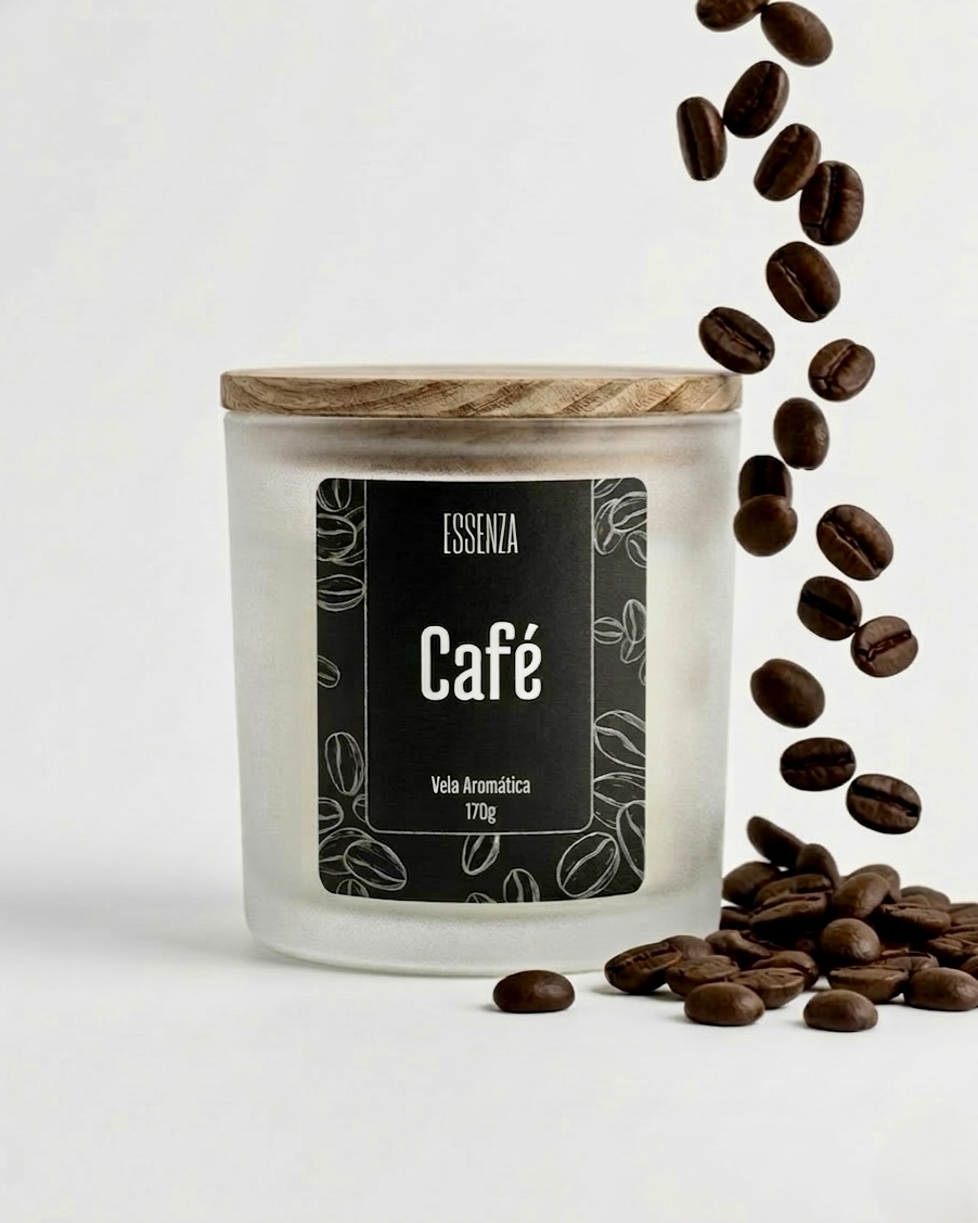 Vela Aromática Café 170g - Aroma Quente e Energizante para Foco e Aconchego