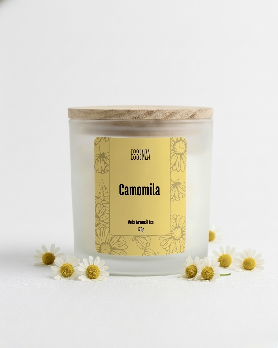 Vela Aromática Camomila 170g - Essência Calmante para Relaxamento e Sono