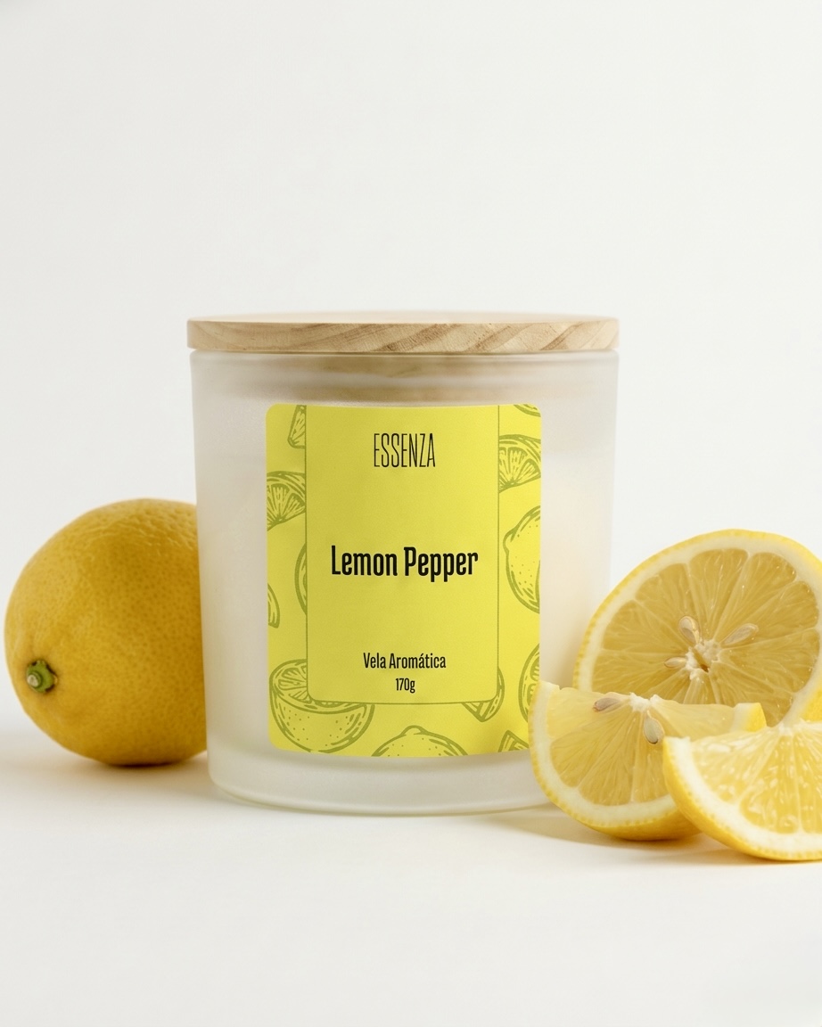 Vela Aromática Lemon Pepper 170g - Aroma Cítrico, Exótico e Vibrante