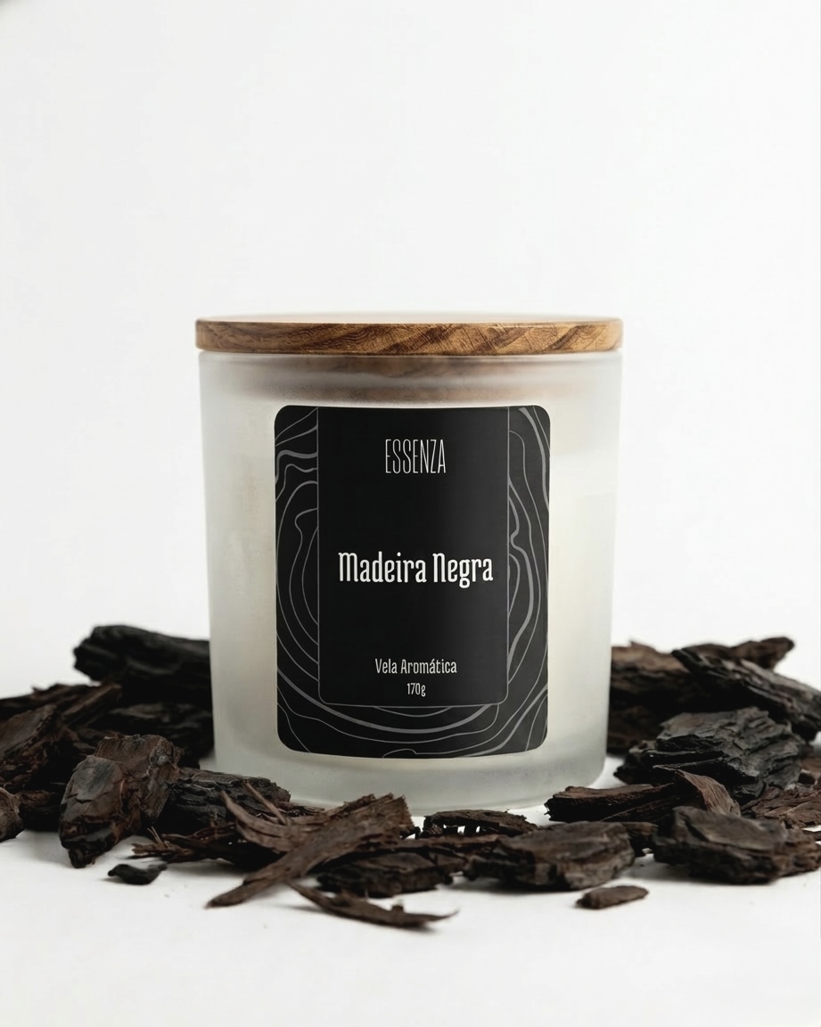 Vela Aromática Madeira Negra 170g - Essência Amadeirada Intensa e Sofisticada
