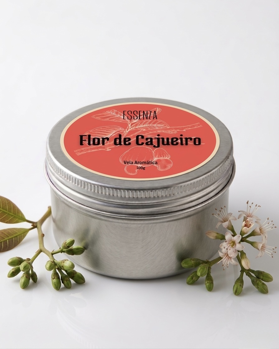 Vela Aromática Flor de Cajueiro 100g - Essência Floral Tropical Suave e Delicada