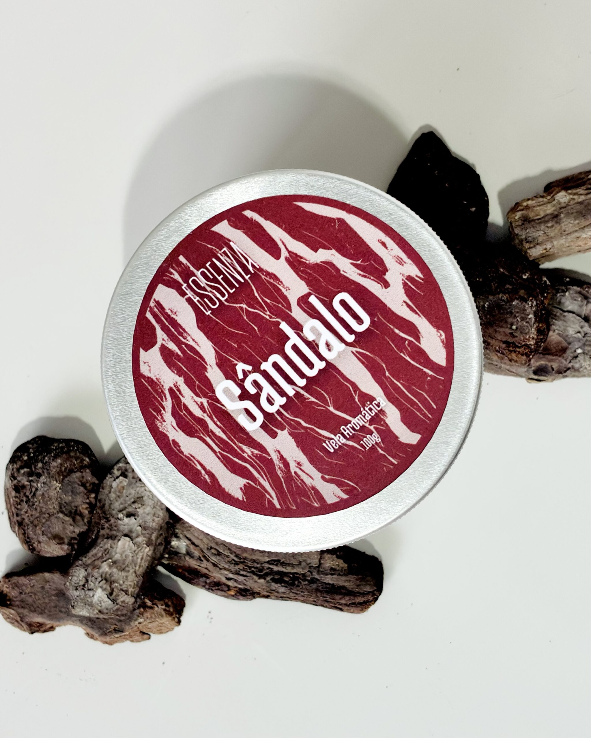 Vela Aromática Sândalo 100g - Aroma Amadeirado Calmante para Meditação e Yoga