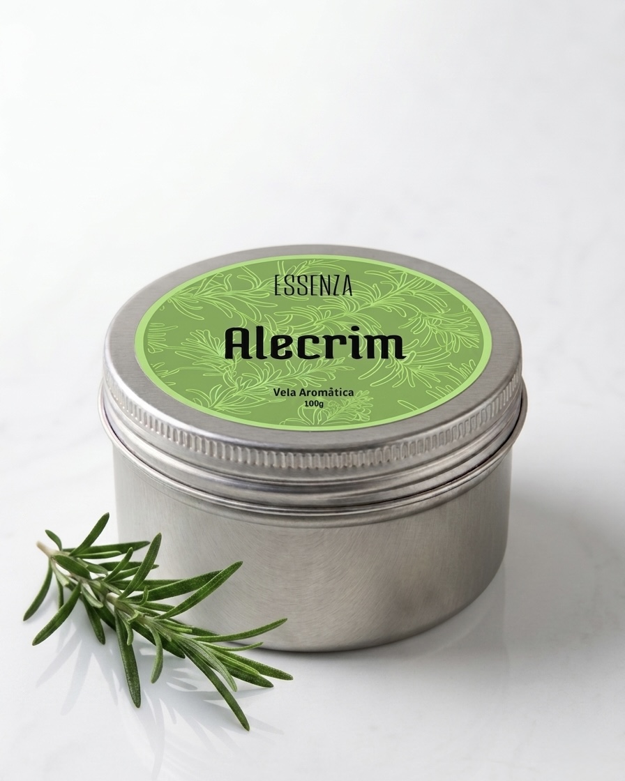 Vela Aromática Alecrim 100g - Aroma Fresco e Estimulante para Concentração