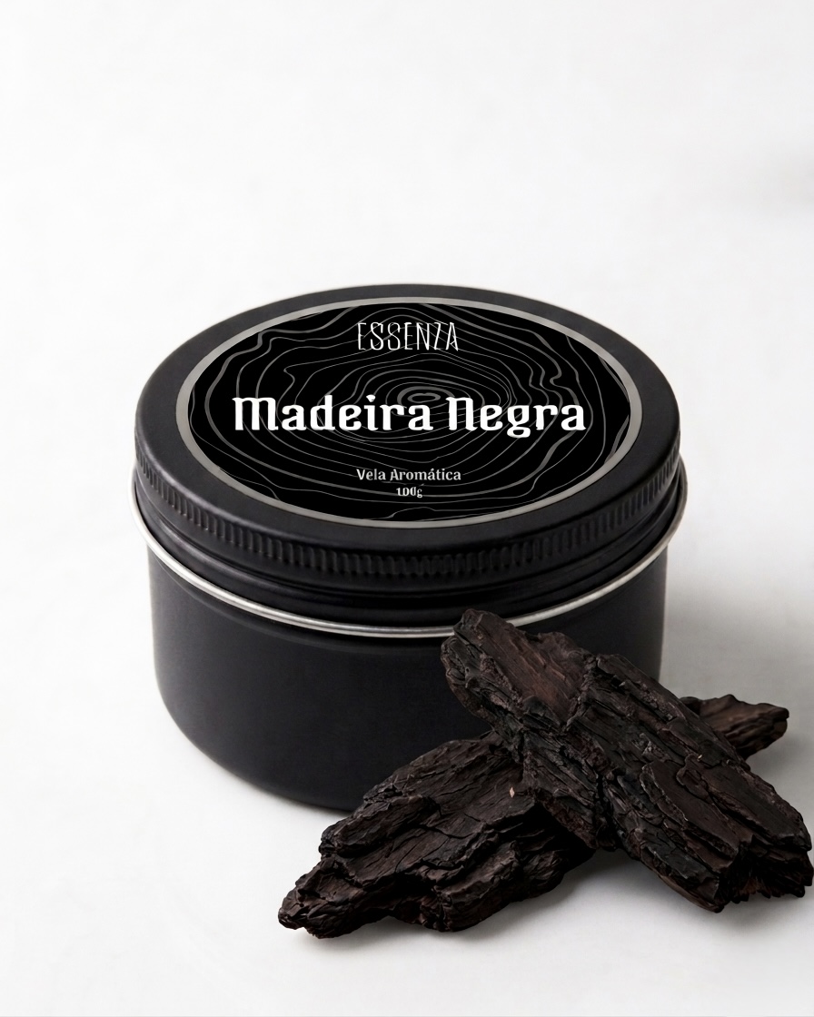 Vela Aromática Madeira Negra 100g - Essência Amadeirada Intensa e Sofisticada